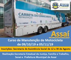 INSCRIÇÕES PARA O CURSO DE MANUTENÇÃO DE MOTOCICLETAS