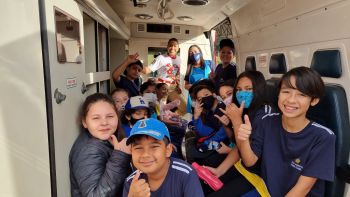 ALUNOS DO 5º ANO PARTICIPAM DO PROJETO BOMBEIRO POR UM DIA.