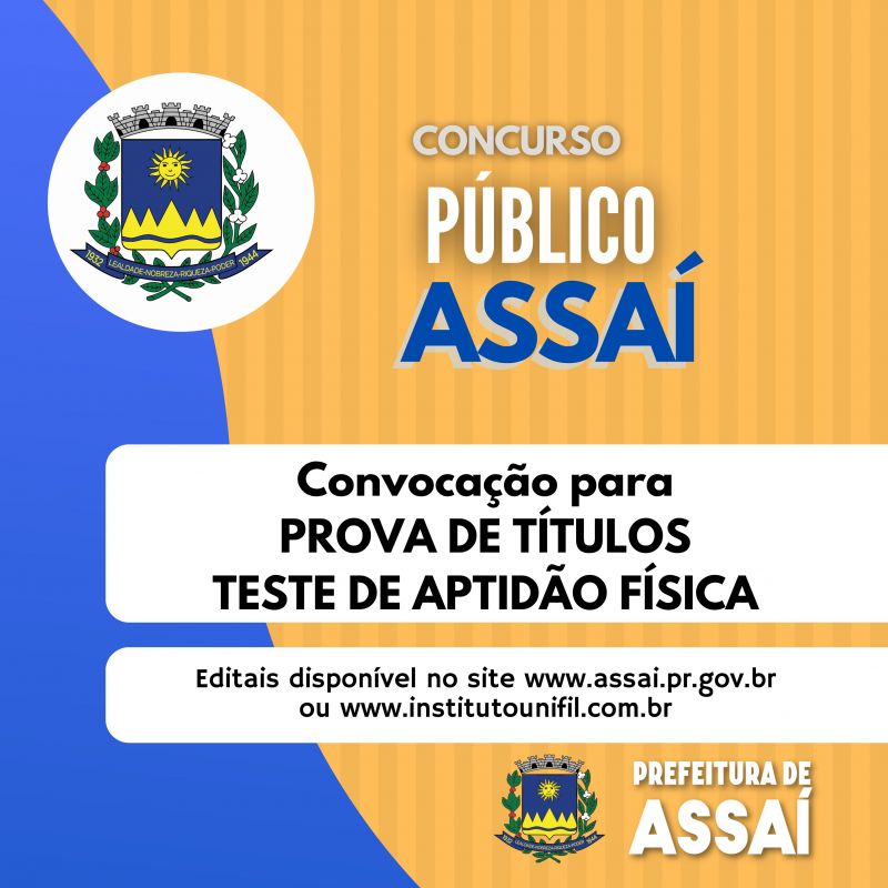 Convocação dos aprovados no Concurso Público 01/2024 para a fase de Prova de Títulos e Teste de Aptidão Física.